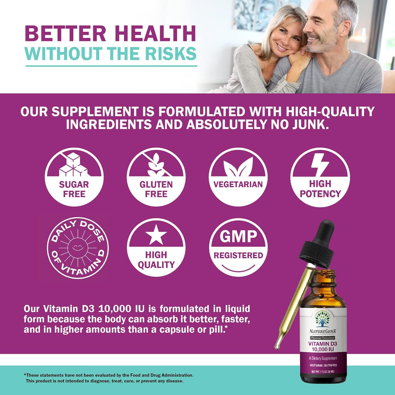 NatureGenX Vitamina D3 Líquida - 250 mcg - 30 ml - Vegano