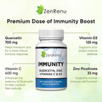 Immunity Quercetin 700 mg con Zinc, Vitamina C, Vitamina D y Cúrcuma - 100 Cápsulas Vegetales