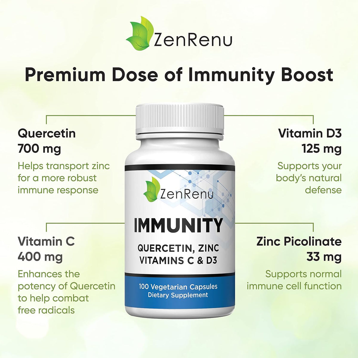 Immunity Quercetin 700 mg con Zinc, Vitamina – El zinc contribuye al funcionamiento normal del sistema inmunitario – Image 2