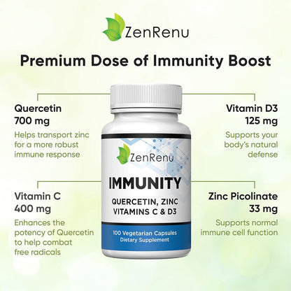 Immunity Quercetin 700 mg con Zinc, Vitamina – El zinc contribuye al funcionamiento normal del sistema inmunitario – Image 2