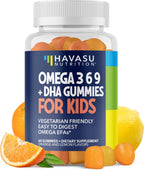 Gomitas de Omega 3-6-9 + DHA para Niños, Sabor Limón y Naranja, 60 Unidades