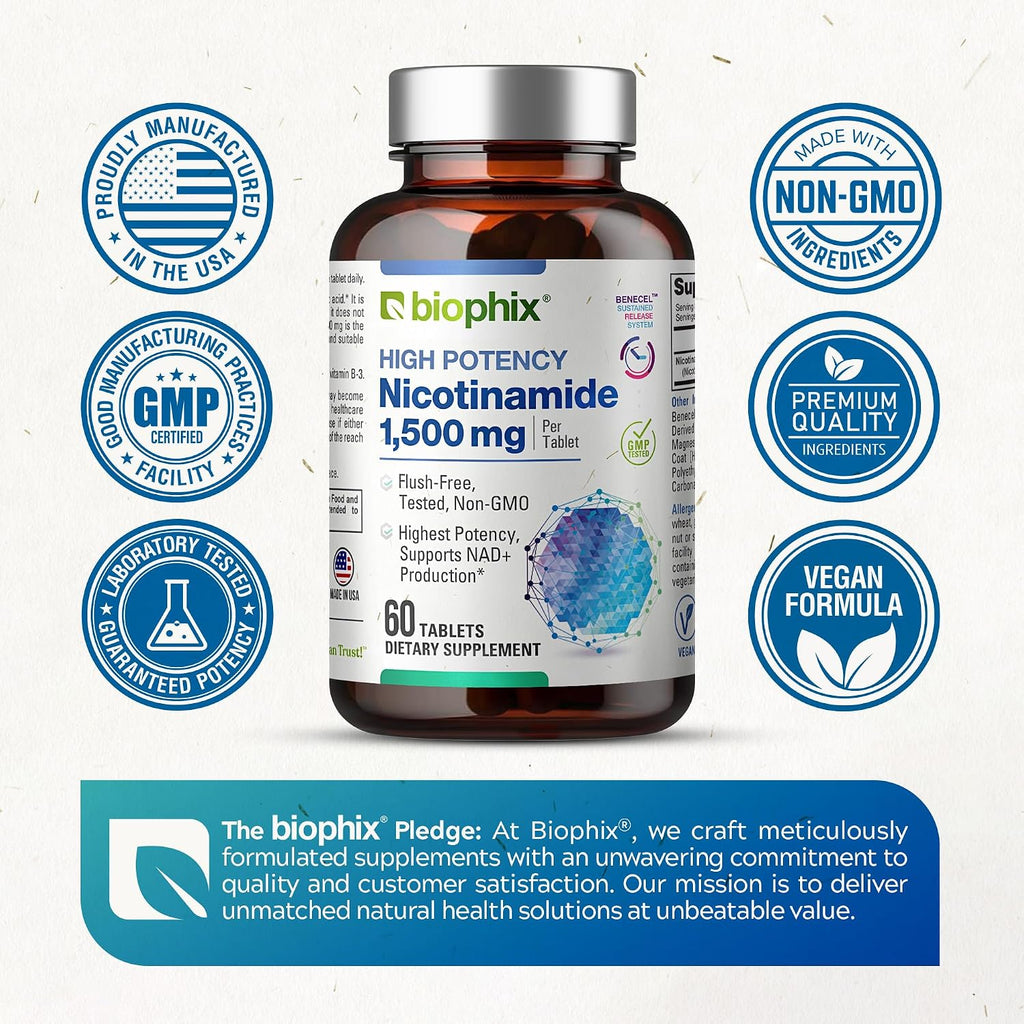 biophix B-3 Nicotinamida 1500 mg 60 Comprimidos - Fórmula Sin Flush