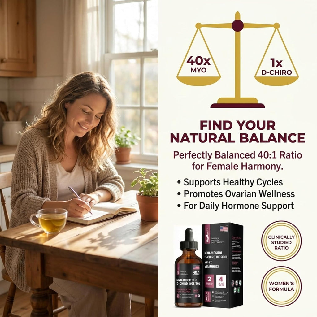 Myo-Inositol y D-Chiro Inositol Gotas Líquidas 40:1 con Vitex y Vitamina D3 - 118 ml