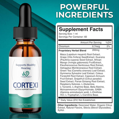 Cortexi Gotas para el Apoyo Auditivo con Cromo, Semilla de Uva, Astrágalo y Maca (60 ml)