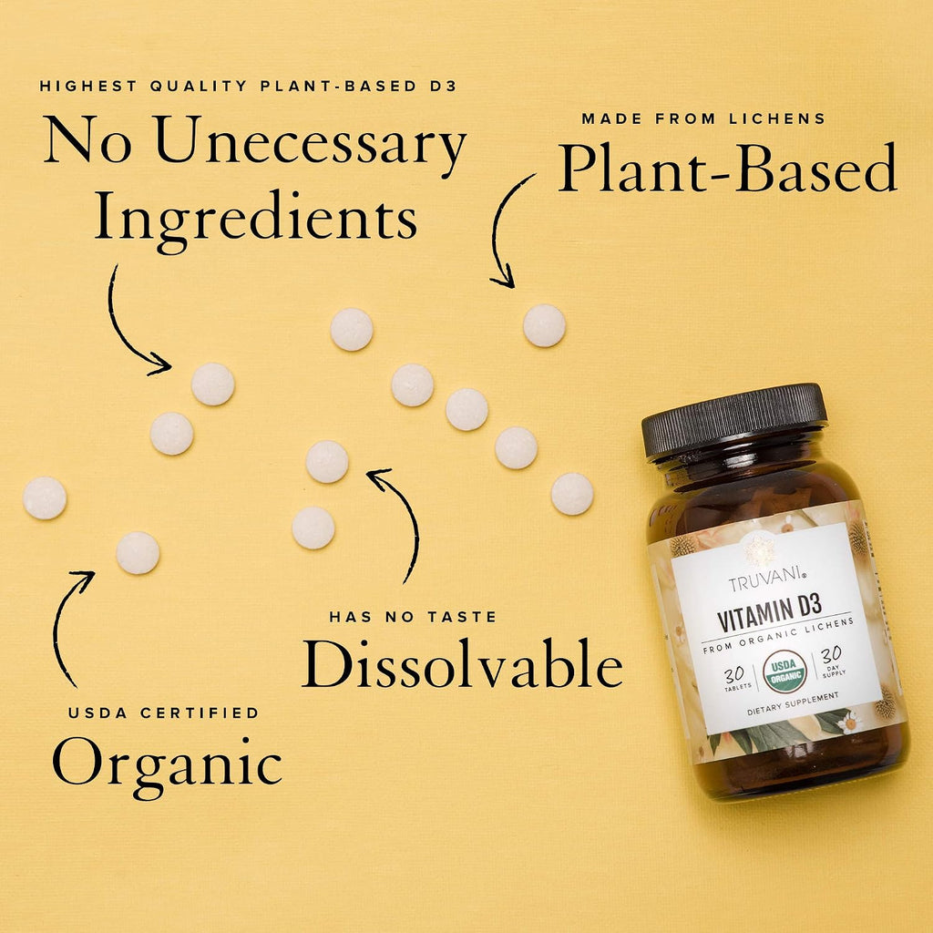 Truvani Vitamina D3 Orgánica Vegana - 30 Comprimidos