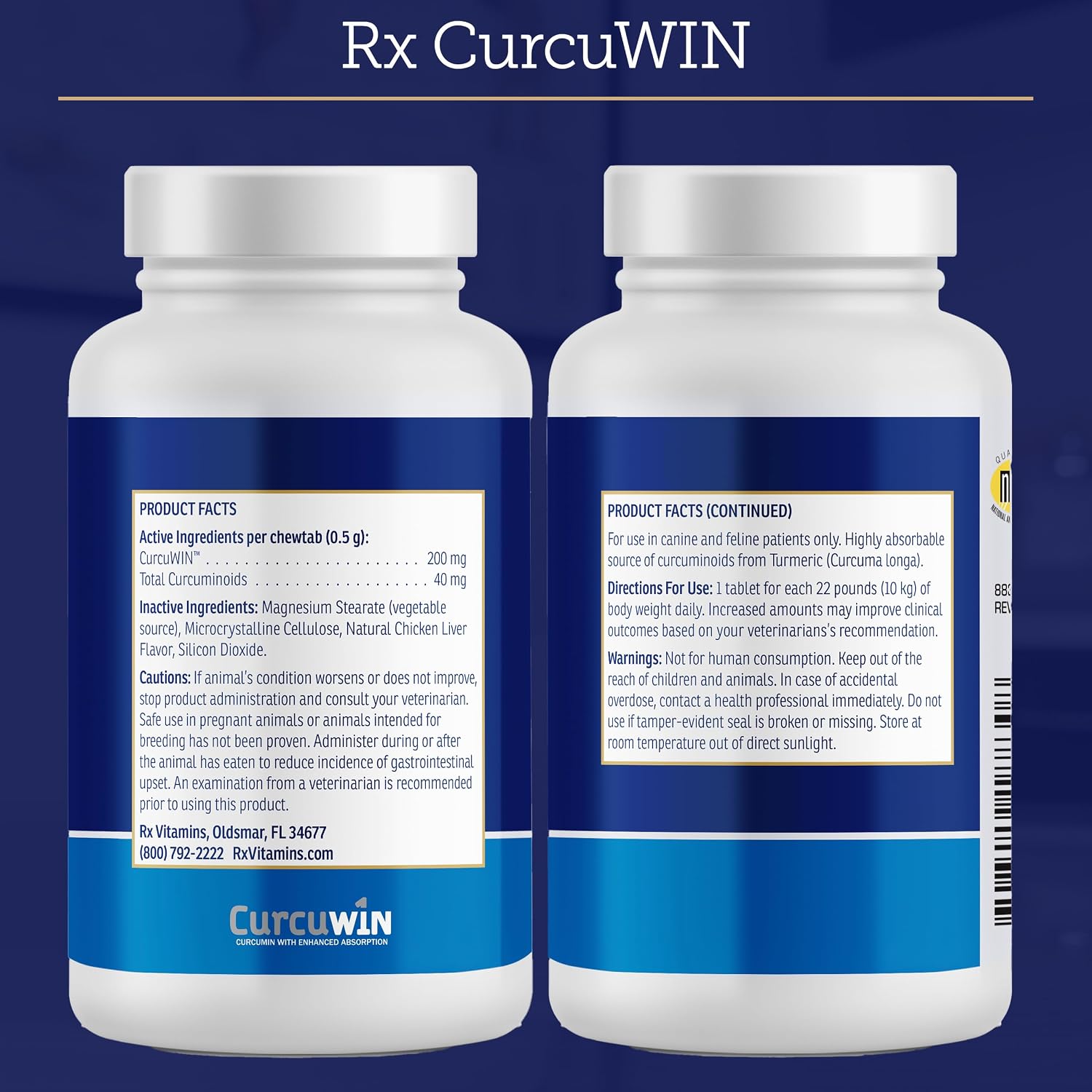 Rx Vitamins CurcuWIN - Curcumin for Dogs & Cats - Vitamins and Supplements, Allergy Relief - Provides Immune Support & Aids Digestive Support - Joint Supplement - 90ct