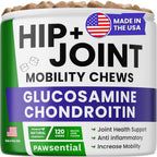 Pawsential Dog Vitamins + Glucosamine - Chewable Multivitamins + Probiotics, Omega - Hip & Joint Support, Skin & Coat, Gut Health - Adult & Senior - Large & Small Breed - 120 Chews