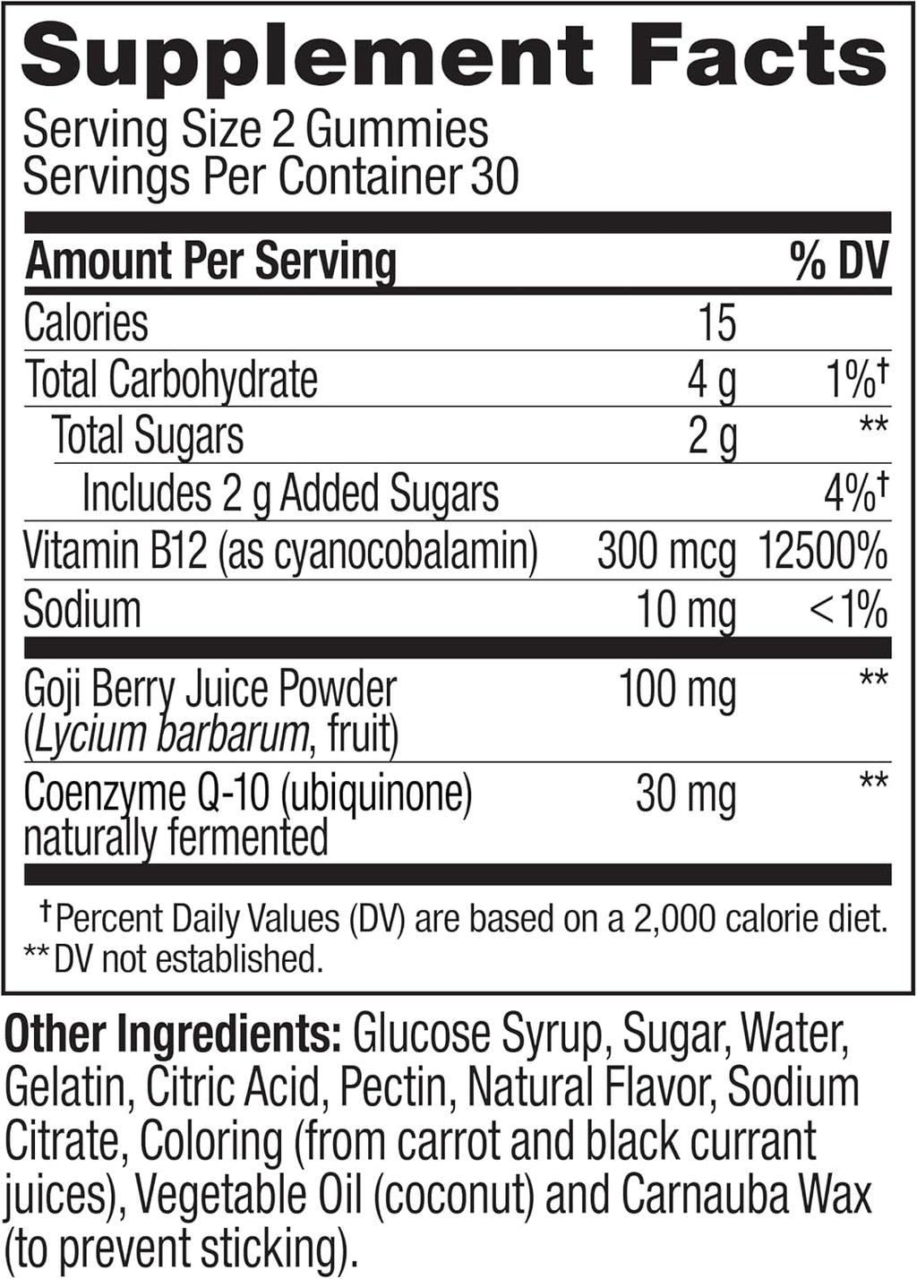 OLLY Daily Energy Gominolas de Energía, Sin Cafeína, B12, CoQ10, 60 unidades