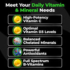 Species Nutrition V-Mineralyze Complete Multivitamin with Vitamin C, D3, Chelated Minerals, and Cranberry Extract - 300 Capsules