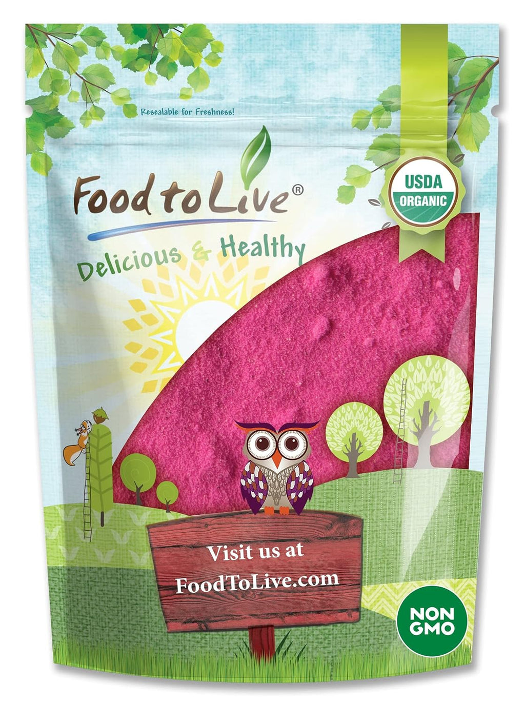 Food to Live Polvo de Jugo de Pitaya Roja Orgánico, 1,13 kg (2.5 lb)