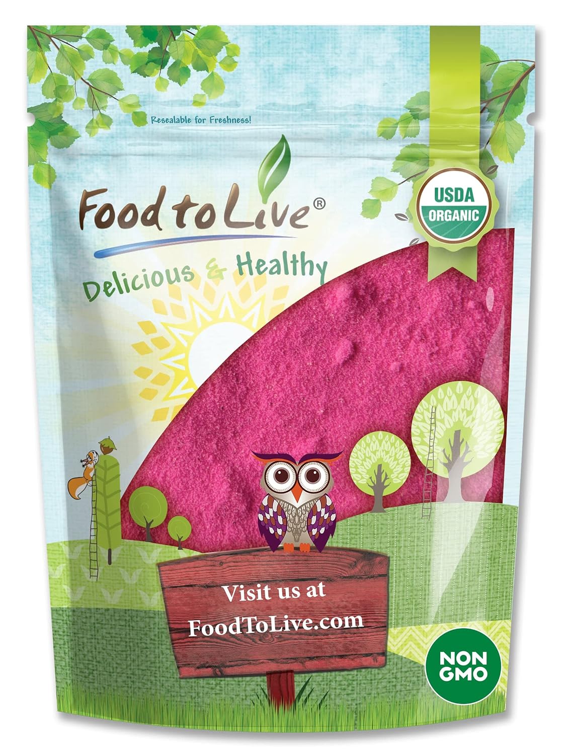 Food to Live Polvo de Jugo de Pitaya Roja Orgánico, 1,13 kg (2.5 lb)
