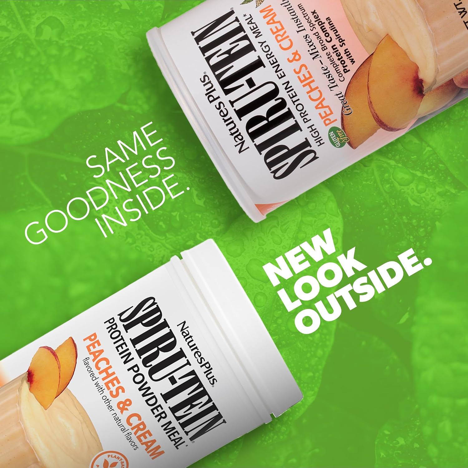 NaturesPlus SPIRU-TEIN, Peaches & Cream - Proteína Vegetal en Polvo con Vitaminas y Minerales