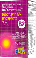 BioCoenzymated Riboflavina 5'-Fosfato 50mg, 30 Cápsulas Vegetales - Natural Factors