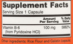 NOW Foods Vitamina B6 100mg Cápsulas, 100 unidades