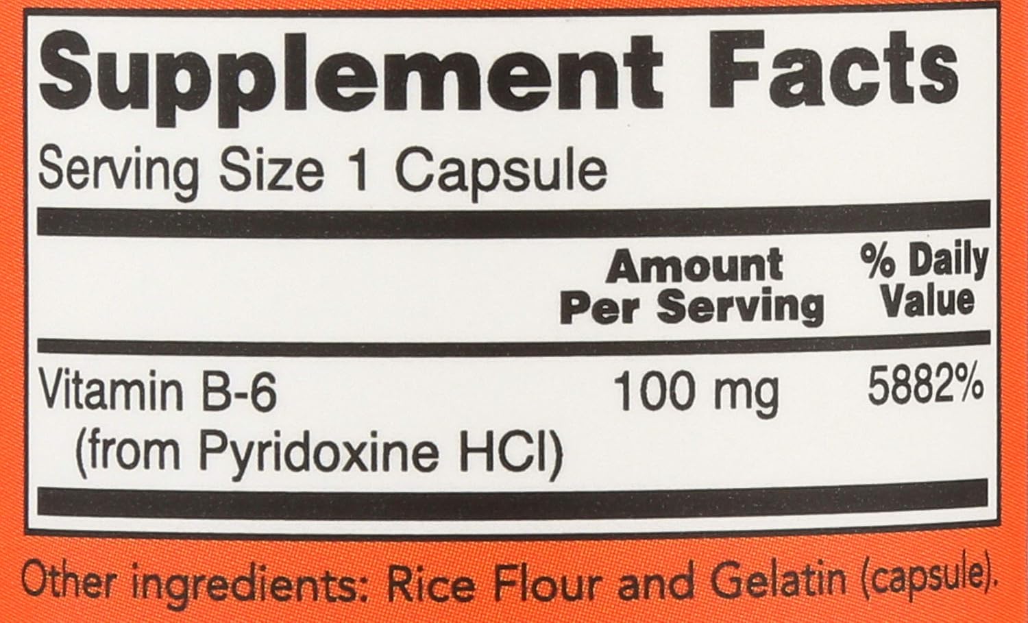 NOW Foods Vitamina B6 100mg Cápsulas, 100 unidades