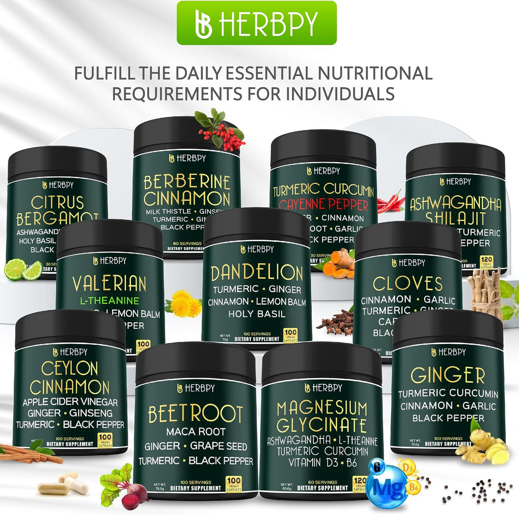 Herbpy Suplemento de Cardamomo 4en1 – Semillas de Cardamomo Verde y Negro con Cúrcuma y Pimienta Negra – Salud Digestiva – 100 Cápsulas Veganas