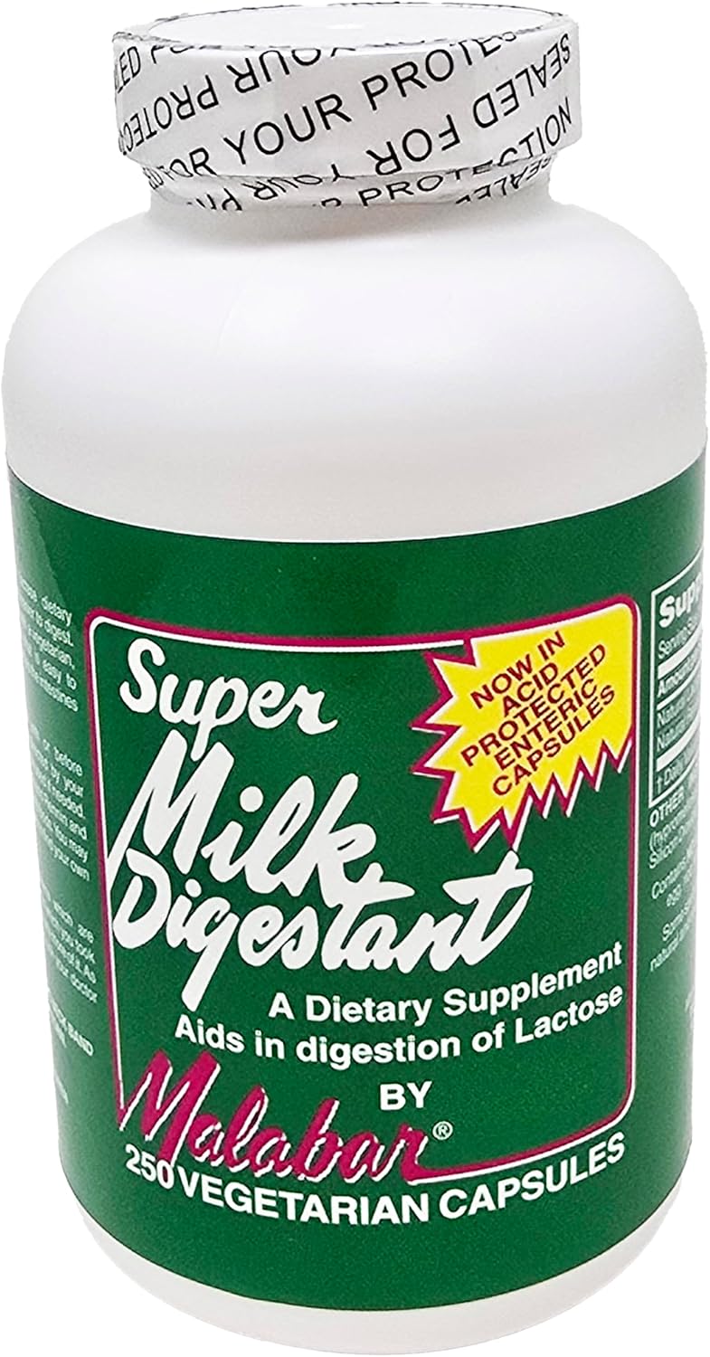 Malabar Super Milk Digestant - 250 Cápsulas - Digestión de Lácteos