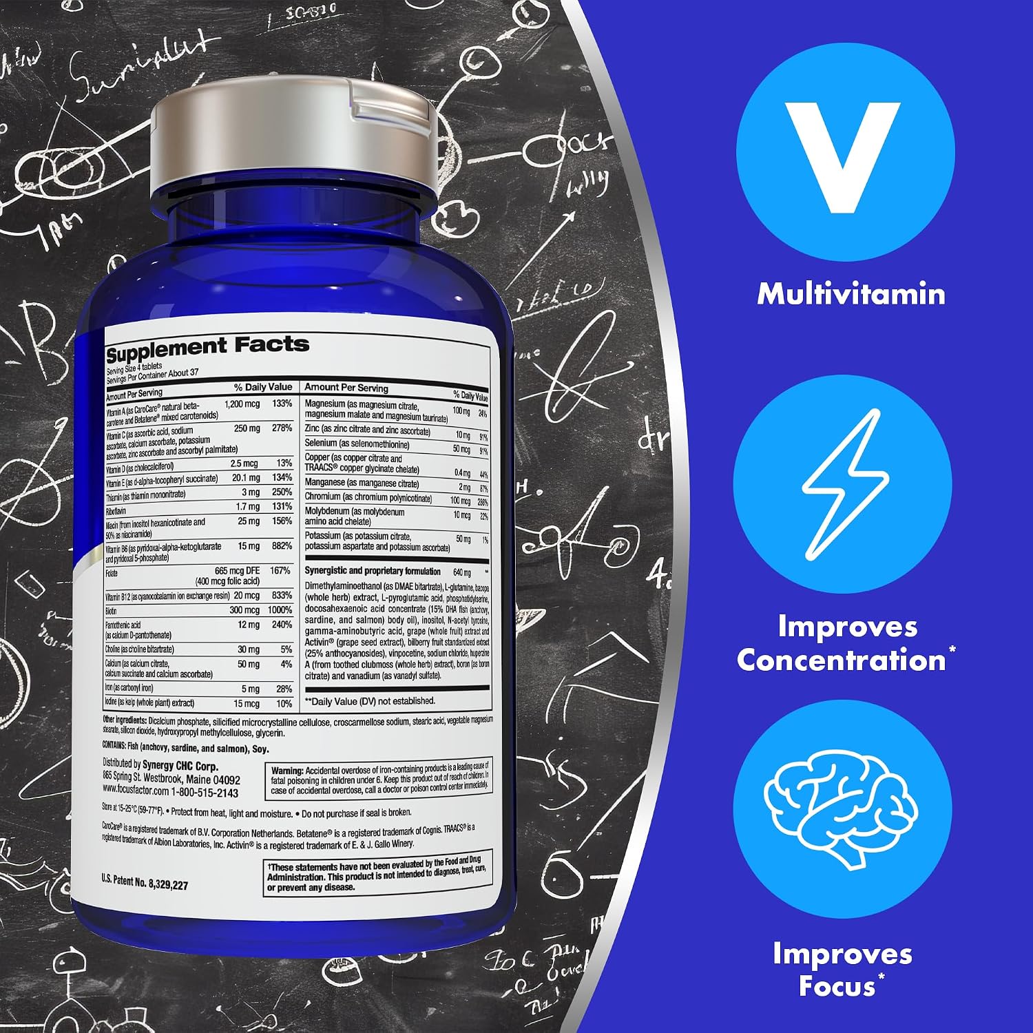 Focus Factor Nutrition for The Brain – Suplemento para Memoria y Concentración, 150 Comprimidos