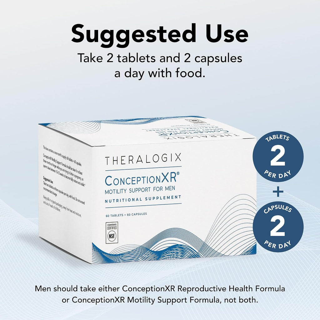 Theralogix ConceptionXR Motility Support Formula - Preconception Vitamins for Men - Male Fertility Supplement - NSF Certified - 60 Tablets + 60 Capsules (30-Day Supply)