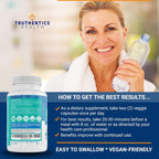 TRUTHENTICS Bye-Bye Stress - Suplemento para el Estrés y el Estado de Ánimo para Mujeres con Ashwagandha, GABA, Melisa, L-Teanina y Complejo B - Vegano - 60 Cápsulas