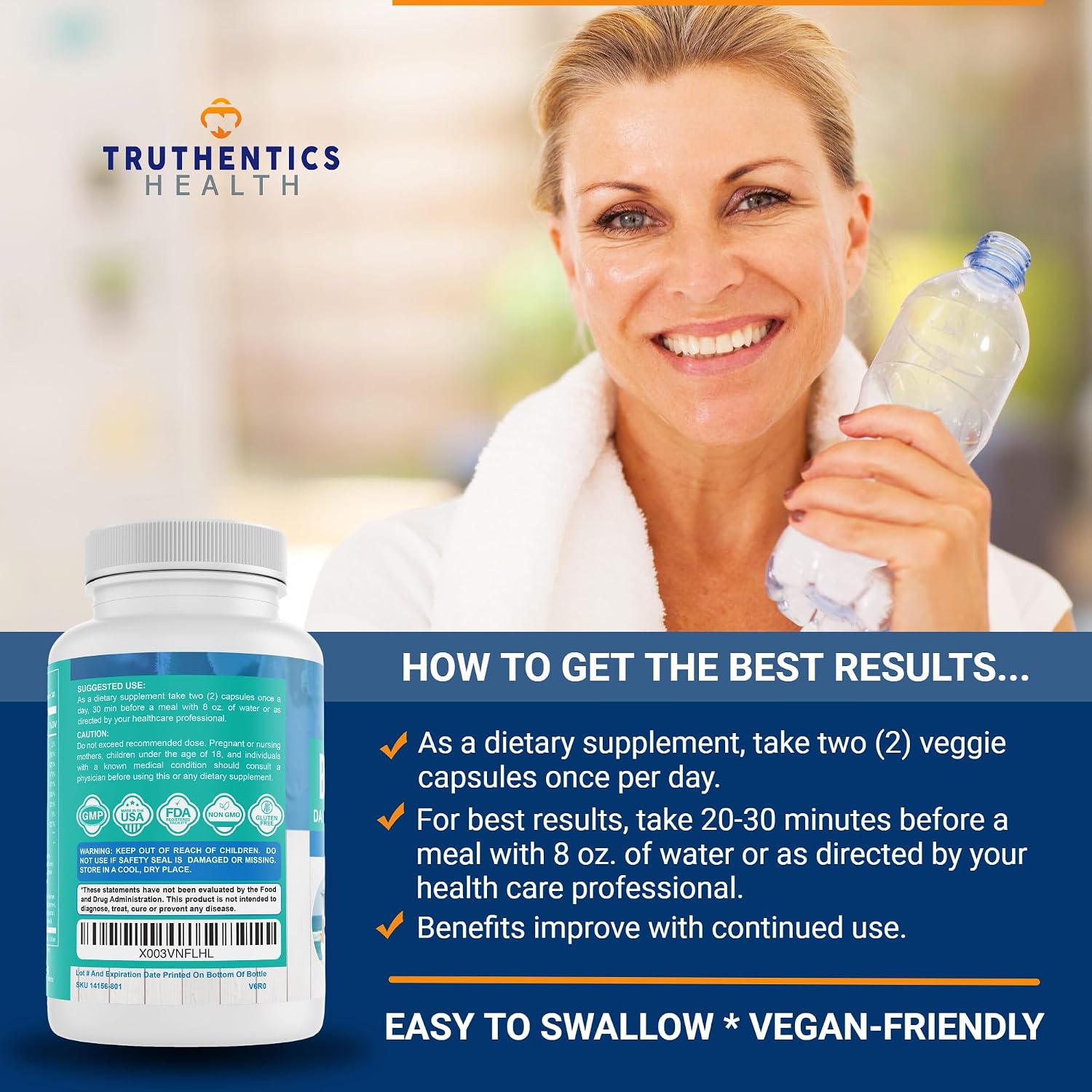 TRUTHENTICS Bye-Bye Stress - Suplemento para el Estrés y el Estado de Ánimo para Mujeres con Ashwagandha, GABA, Melisa, L-Teanina y Complejo B - Vegano - 60 Cápsulas