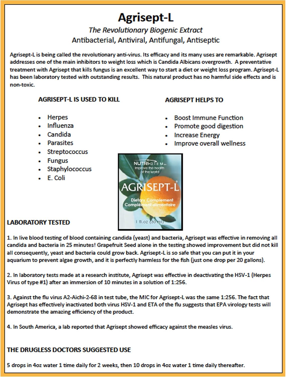 Agrisept-L / Agrumax - Complemento Alimenticio en Cápsulas