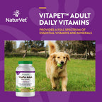 NaturVet VitaPet Adult Daily Vitamins for Dogs With Breath Aid – 60 Comprimidos Masticables