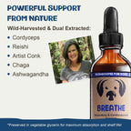 MycoDog Breathe - Gotas para Alergias Caninas, 60 ml: Extractos de Hongos y Ashwagandha | Apoyo Respiratorio