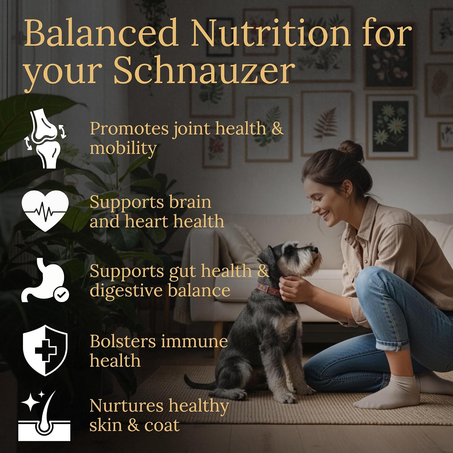 Prestige Breed Multivitamínicos para Schnauzer, Nutrición Equilibrada, 90 unidades con Auténtico Bacon
