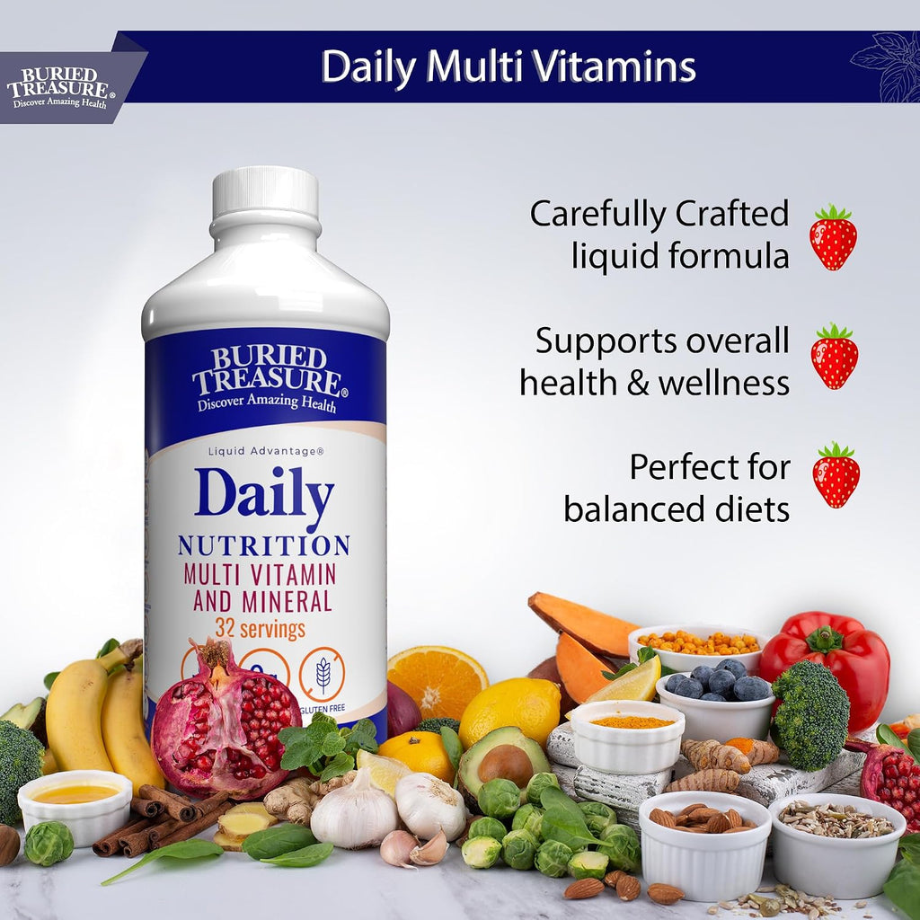 Buried Treasure Multivitamínico y Mineral Líquido de Nutrición Diaria con Oligoelementos, Superalimentos y Resveratrol
