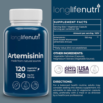 Artemisina 150mg - 120 Cápsulas Vegetales de Ajenjo Dulce Orgánico - LongLifeNutri – Image 2