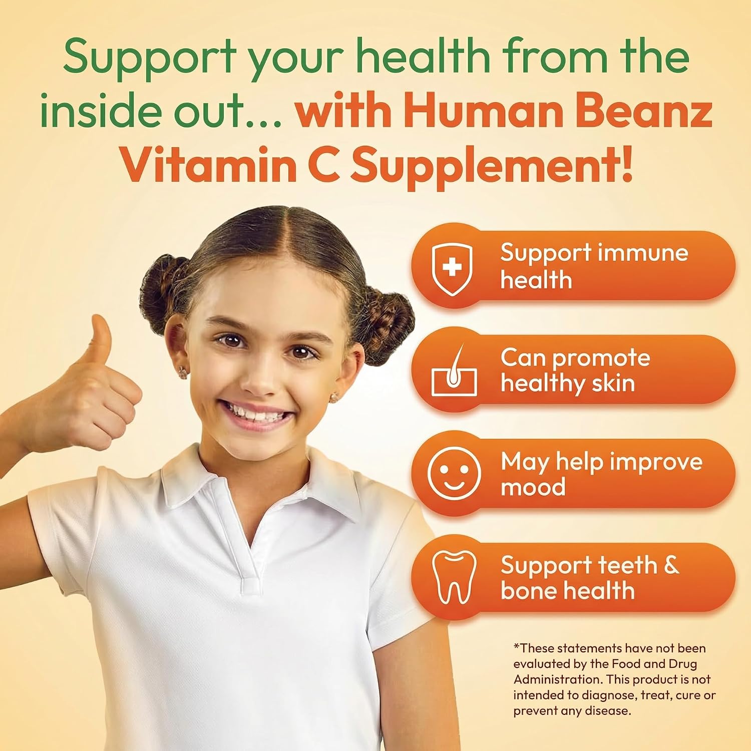 Human Beanz Vitamin C Jelly Bean Gummies para Niños