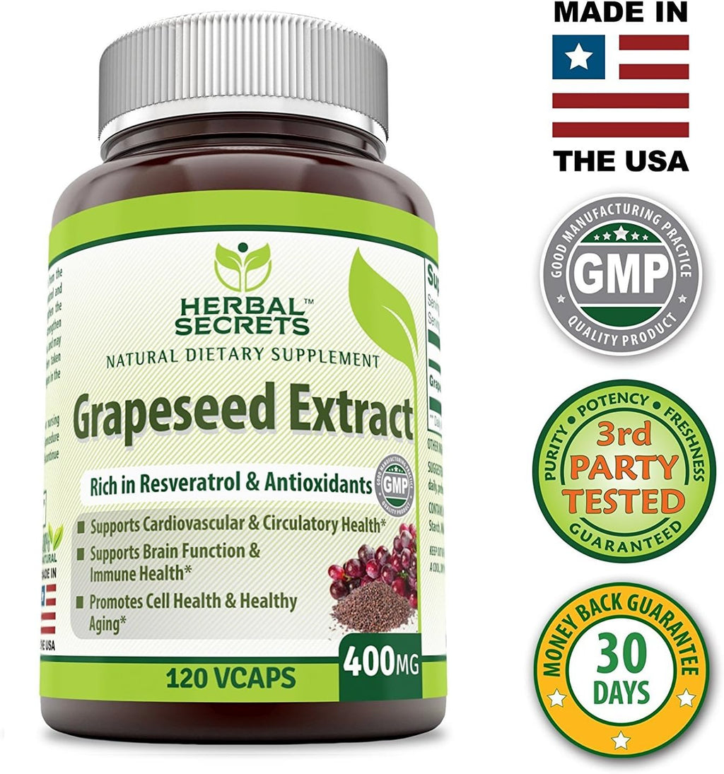 Herbal Secrets Extracto de Semilla de Uva 400 mg - 120 Cápsulas Vegetales (Pack de 2)