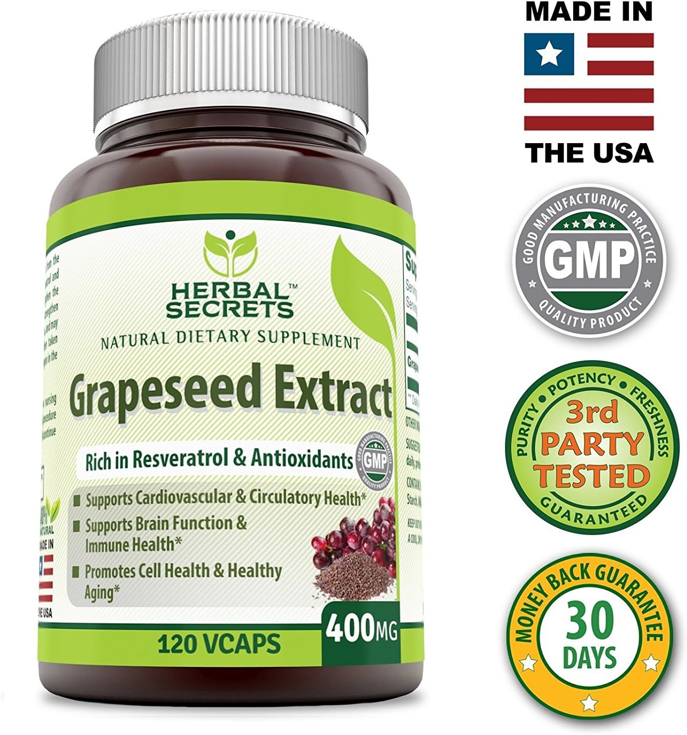 Herbal Secrets Extracto de Semilla de Uva 400 mg - 120 Cápsulas Vegetales (Pack de 2)