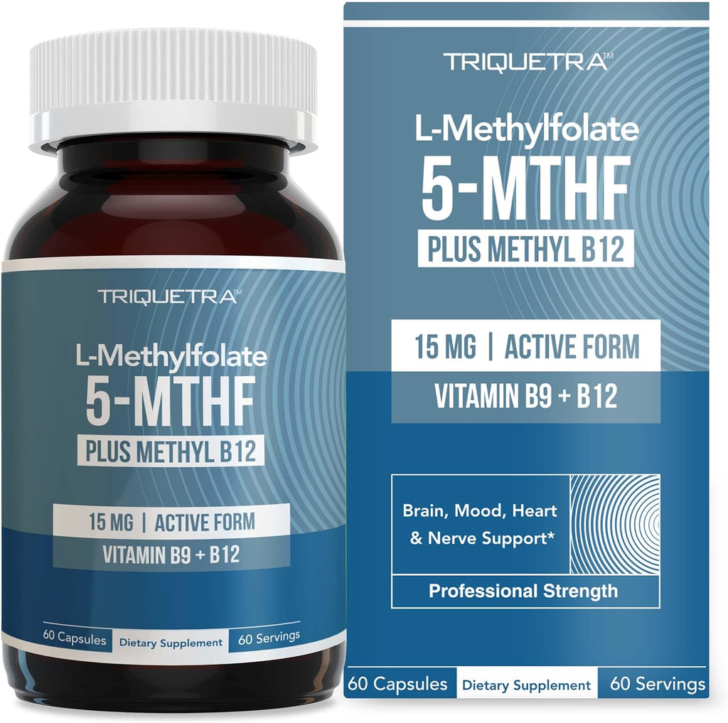 L Metilfolato 15mg con Metil B12 – Alta Potencia – 60 Cápsulas – Triquetra Health