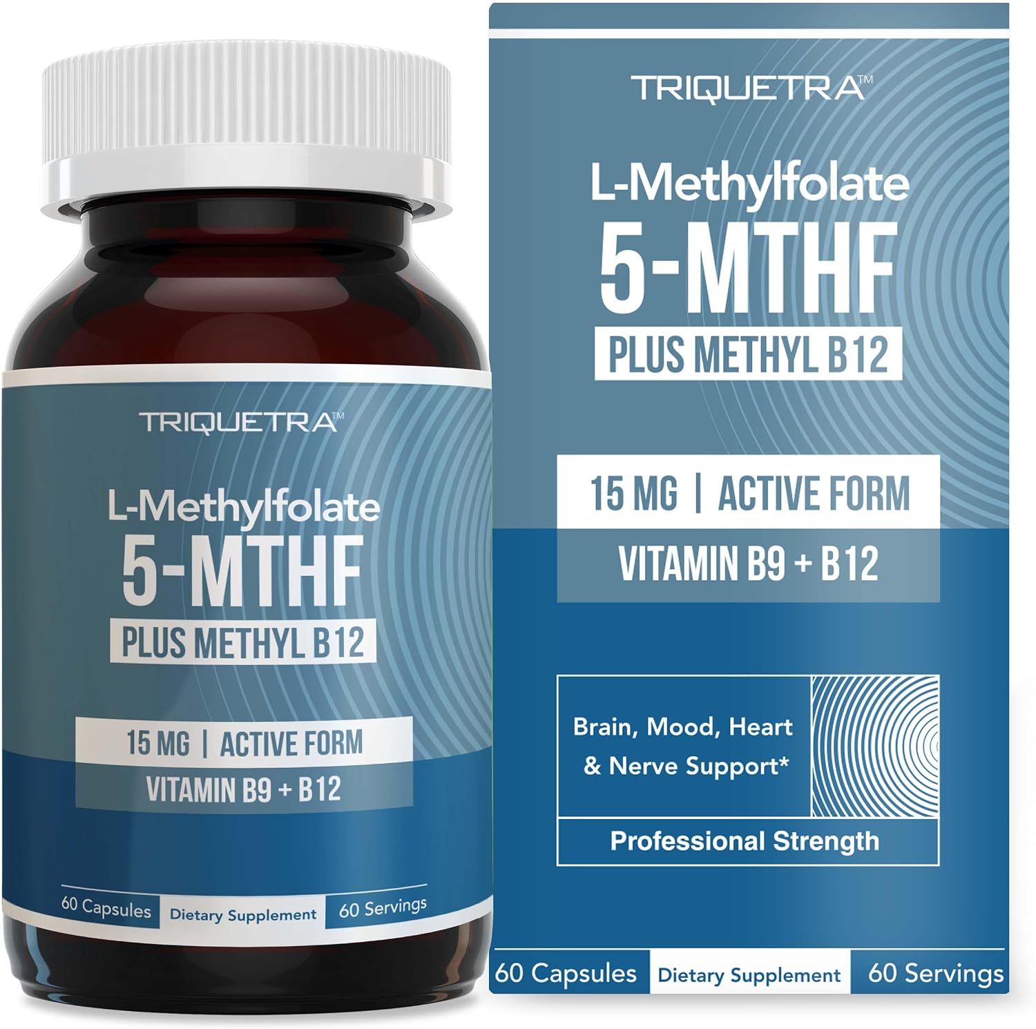 L-Methylfolate 15 mg plus Methyl B12 Cofactor - Líquido sublingual de alta potencia - Sabor a bayas orgánico