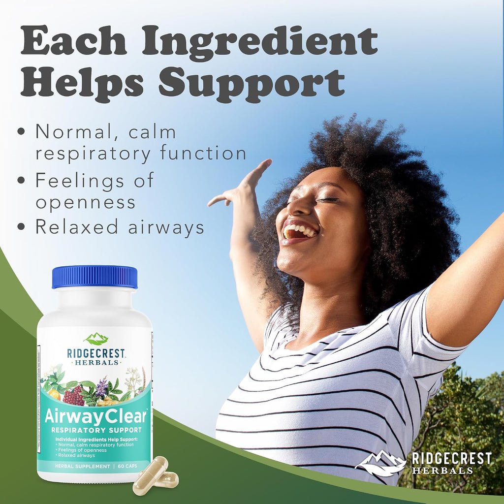 AirwayClear - Suplemento Herbal para la Salud Pulmonar y Respiratoria (60 Cápsulas Veganas)