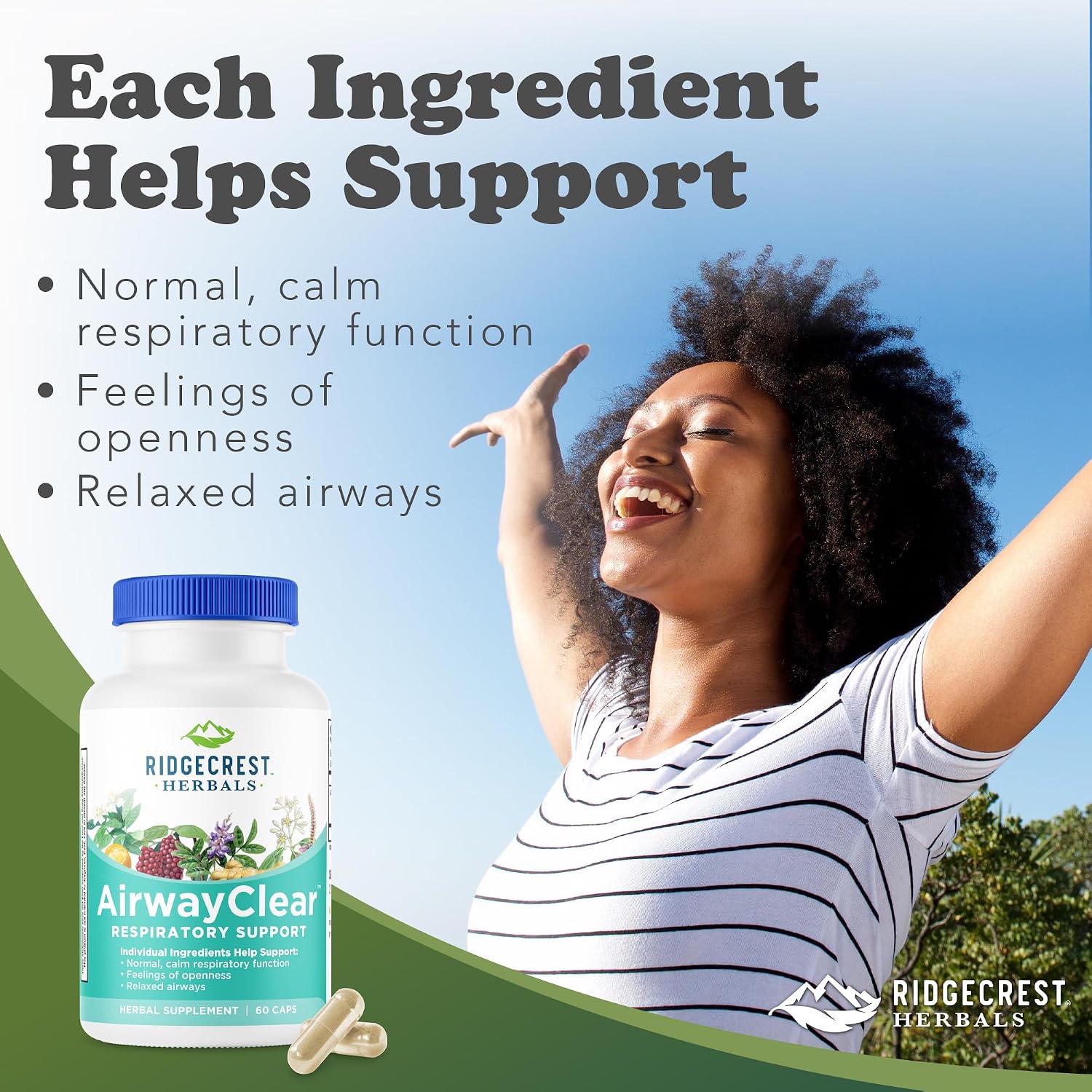 AirwayClear - Suplemento Herbal para la Salud Pulmonar y Respiratoria (60 Cápsulas Veganas)