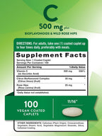 Nature's Truth Vitamina C con Rosa Mosqueta y Bioflavonoides | 500 mg | 100 Caplets | Vegano, Non-GMO y Sin Gluten