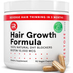iRestore Suplemento de Crecimiento Capilar - Vitaminas para la Caída del Cabello para Mujeres y Hombres - Biotina y Bloqueador de DHT - 90 Cápsulas (30 Días)