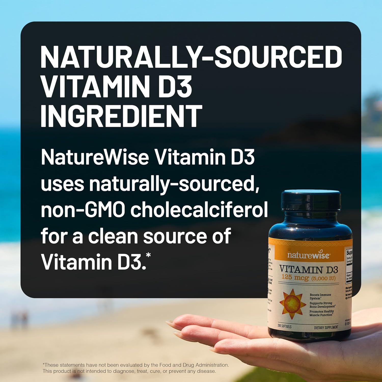 NatureWise Vitamin D3 5000 IU (125 mcg) 90 Capsules - Immune, Muscle & Bone Support, Gluten-Free