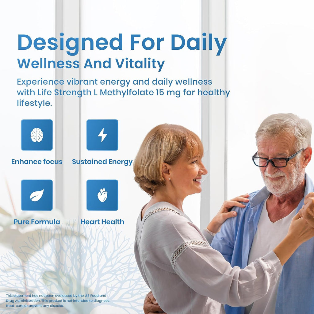 L-Metilfolato 15 mg, 120 cápsulas - Metilfolato altamente biodisponible, complemento alimenticio para ayudar al estado de ánimo y al sistema inmunológico