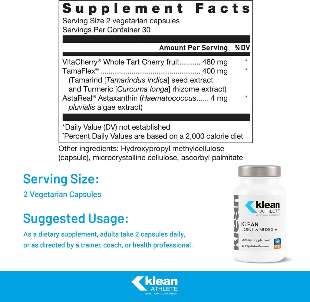 Klean Athlete Joint & Muscle | Suplemento de Origen Vegetal para Articulaciones y Músculos, 60 Cápsulas