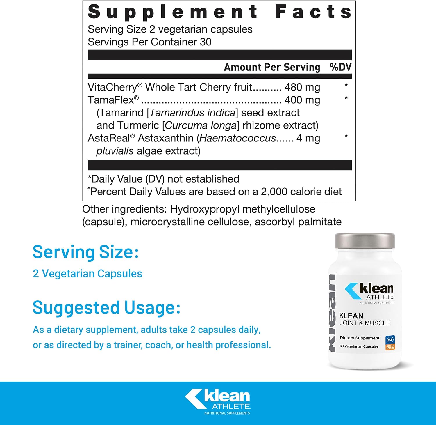 Klean Athlete Joint & Muscle | Suplemento de Origen Vegetal para Articulaciones y Músculos, 60 Cápsulas