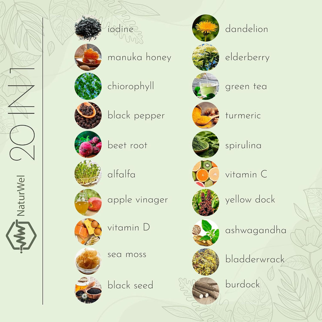 NaturMinerals Complejo 20-en-1 con Aceite de Semilla Negra, Musgo Marino, Ashwagandha y Cúrcuma - 90 Cápsulas Veganas