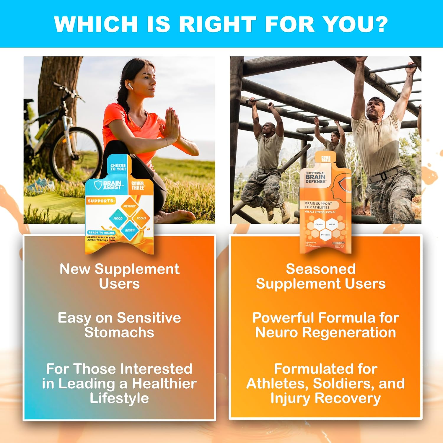 Brain Assist - Suplemento para el cerebro con curcumina, uridina y omega-3, sabor naranja