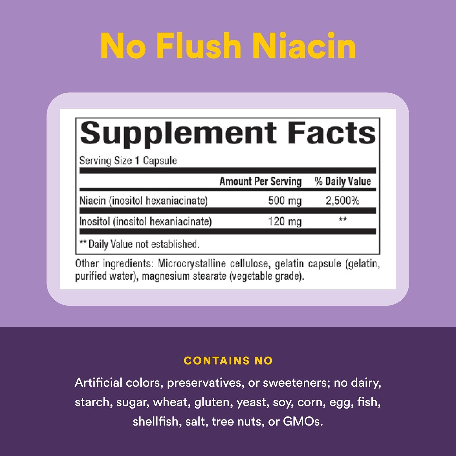 Natural Factors No Flush Niacin 500 mg, 90 Comprimidos