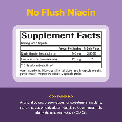 Natural Factors No Flush Niacin 500 mg, 90 – Forma sin rubor: La forma inositol hexanicotinato minimiza la – Image 4