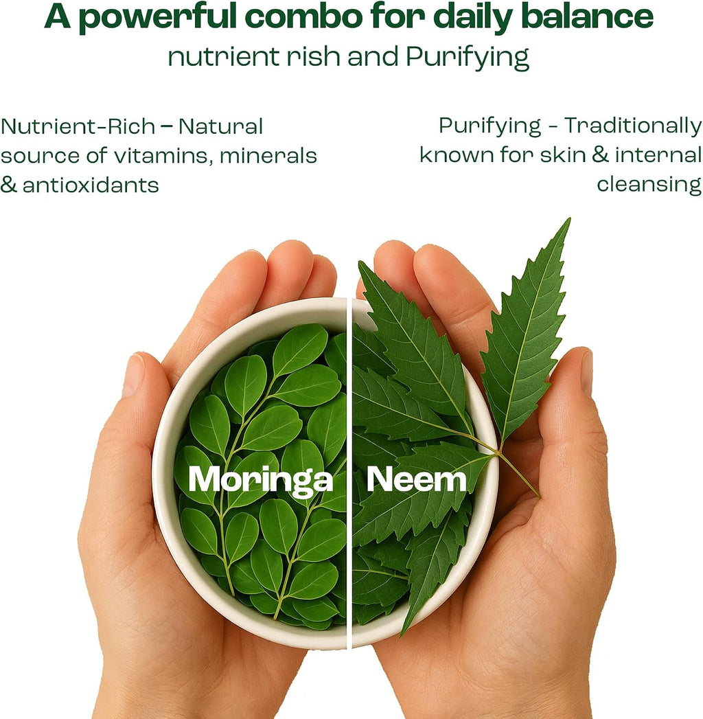 NIWALI Moringa Oleifera + Neem Suplemento Nutritivo | Apoyo Inmunitario y Energía | 90 Cápsulas (30 Días)
