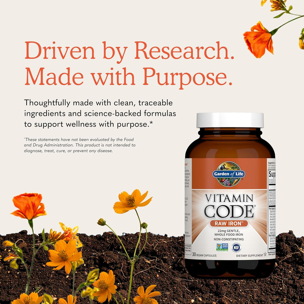 Garden of Life Vitamin Code Raw Iron - 30 Cápsulas Veganas
